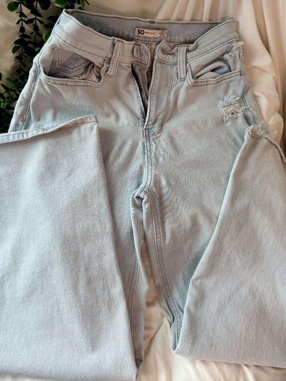 SO Goods For Life Light Wash Super High Rise Wide Leg Jeans Sz 5/27W - Picture 2 of 10